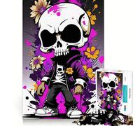 Puzzle da 1000 pezzi con teschio, fiori e graffiti, ideale per adolescenti Un gioco che stimola la riflessione e il divertimento Taglio preciso, perfetto come regalo di Natale 50x75cm
