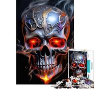 Puzzle da 1000 pezzi con teschio fuoco e metallo Gioco divertente che stimola l'intelligenza e crea dipendenza donne e uomini Divertente e spiritoso (Dimensioni 50x75cm)