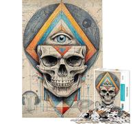 Puzzle da 1000 pezzi con teschio geometrico astratto ideale per adolescenti perfetto per passare il tempo durante le vacanze a casa una sfida stimolante da completare e un regalo antistress 38x52cm