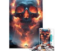 Puzzle da 1000 pezzi con teschio gigante in un cielo infuocato Un gioco avvincente per coltivare la pazienza rilassante e antistress Un'ottima idea regalo (Dimensioni 38x26cm)