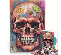 Puzzle da 1000 pezzi con teschio in stile Basquiat, decorazione da parete, regalo di compleanno, compleanno e Natale 38x26cm