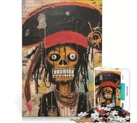 Puzzle da 1000 pezzi con teschio in stile Basquiat, gioco rompicapo, decorazione per la casa, con pezzi di forma casuale completamente ad incastro 38x52cm