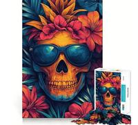 Puzzle da 1000 pezzi con teschio in un paradiso tropicale, ideale per adolescenti, per migliorare la memoria e il tempo libero Pezzo unico con motivo Babbo Natale 38x52cm