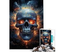 Puzzle da 1000 pezzi con teschio infuocato Aiuta ad allenare la mente riduce lo stress ed è un gioco pratico adatto a persone dai 14 anni in su (38x26cm)