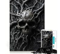 Puzzle da 1000 pezzi con teschio intrappolato tra le radici, ideale per adolescenti Un'opera d'arte nitida e rilassante 38x52cm