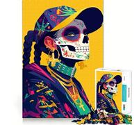 Puzzle da 1000 pezzi con teschio messicano,ragazza,moda,arte minimalista,illustrazione,gioco a incastro,gioco intelligente,regalo,relax,decorazione natalizia (38x26cm)