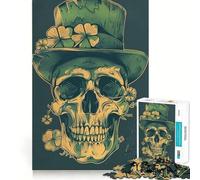 Puzzle da 1000 pezzi con teschio per il giorno di San Patrizio, ideale per adolescenti, per migliorare la memoria, rilassare la mente e creare opere d'arte di alta qualità 38x52cm