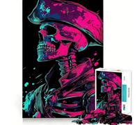Puzzle da 1000 pezzi con teschio pirata al neon per adulti e ragazzi, ideale per sviluppare le capacità cognitive, un regalo elegante e divertente (50x75cm)