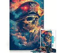 Puzzle da 1000 pezzi con teschio pirata nello spazio per adulti Puzzle, gioco di logica, per la casa, divertimento, taglio fine, regalo di Babbo Natale (50x75cm)