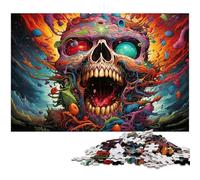 Puzzle da 1000 pezzi con teschio psichedelico colorato per adulti, puzzle difficili per adulti, feste e decorazioni per la casa, 50x75CM/19,68x29,52 pollici