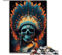 Puzzle da 1000 pezzi con teschio psichedelico, in legno, design intricato per adolescenti, decorazioni fai da te e divertimento che stimola il cervello, 1000 pezzi(50x75cm)