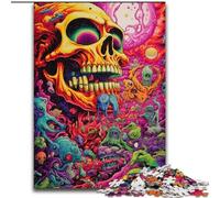 Puzzle da 1000 pezzi con teschio psichedelico in legno, regalo perfetto per compleanni, feste e decorazioni per la casa(1000 pezzi, 50x75cm)