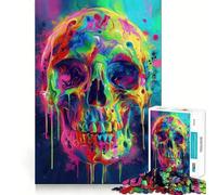 Puzzle da 1000 pezzi con teschio psichedelico per adolescenti, gioco rilassante con bordi netti, regalo di alta qualità (50x75cm)