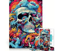 Puzzle da 1000 pezzi con teschio psichedelico per adolescenti, puzzle di memoria, leggero, rilassante, immagine da assemblare, (38x26cm)