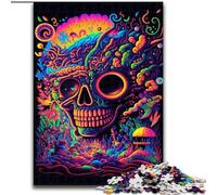 Puzzle da 1000 pezzi con teschio psichedelico, per serate di gioco in famiglia, esperienza visiva stimolante e gratificante (dimensioni 50x75cm)