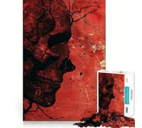 Puzzle da 1000 pezzi con teschio rosso in stile grunge per adulti, ideale per rafforzare la memoria, calmare la mente, creare un bordo di qualità e sorprendere il cuore (50x75cm)