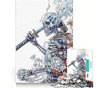 Puzzle da 1000 pezzi con teschio samurai per adolescenti, giocattolo antistress, taglio di alta qualità, (38x52cm)