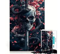 Puzzle da 1000 pezzi con teschio, serpente e spada per adolescenti, gioco di logica, antistress, taglio netto, lista dei desideri di Babbo Natale 38x26cm