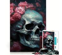 Puzzle da 1000 pezzi con teschio tra le rose, ideale per adulti, gioco di abilità mentale, divertente e rilassante, con design raffinato 50x75cm