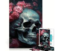 Puzzle da 1000 pezzi con teschio tra le rose per adulti e ragazzi, ideale per migliorare la memoria, per un relax leggero e piacevole, con tagli netti e un regalo delizioso 38x26cm