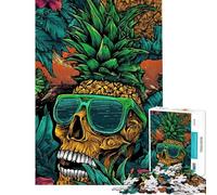 Puzzle da 1000 pezzi con teschio tropicale e ananas per adulti Una sfida impegnativa che aiuta ad allenare la mente Regalo di Natale e compleanno 38x52cm