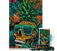 Puzzle da 1000 pezzi con teschio tropicale e ananas, taglio premium, gioco per lo sviluppo della mente, divertimento e pace, regalo di compleanno (38x26cm)
