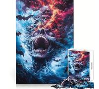 Puzzle da 1000 pezzi con teschio urlante e pipistrelli per adolescenti, ideale per stimolare la memoria, per il tempo libero a casa e per assemblare immagini Un regalo perfetto (38x26cm)