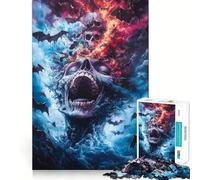 Puzzle da 1000 pezzi con teschio urlante e pipistrelli per ragazzi, ideale per stimolare la memoria, per il tempo libero a casa e per assemblare immagini Un regalo perfetto (38x52cm)
