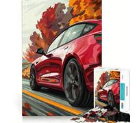 Puzzle da 1000 pezzi con Tesla rossa su strada tortuosa per ragazzi, ideale per migliorare la memoria, per un divertimento rilassante e per ottenere bordi precisi Regalo elegante (38x26cm)