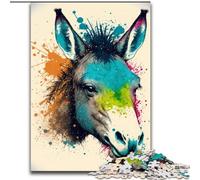 Puzzle da 1000 pezzi con testa d'asino colorata, in cartone, per l'interazione familiare e la sfida del cervello, sfida di attività per la famiglia(26x38cm)