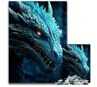 Puzzle da 1000 pezzi con testa di drago blu puzzle di carta stimolante per il cervello fai da te gioco decorativo giocattolo interattivo per la famiglia 1000 pezzi (38x26 cm)