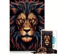 Puzzle da 1000 pezzi con testa di leone rosso per adolescenti, gioco di logica, momento di relax, taglio perfetto, lista dei desideri di Babbo Natale (50x75cm)