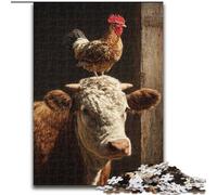 Puzzle da 1000 pezzi con testa di mucca e gallo per adolescenti, giochi rilassanti che migliorano l'amore tra coppie per bambini dai 14 anni in su (50x75cm)