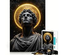 Puzzle da 1000 pezzi con testa di pietra, scultura antica con stelle e aureola dorata, ideale per adolescenti Gioco di logica semplice e divertente, perfetto per il compleanno 38x52cm