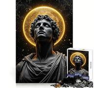 Puzzle da 1000 pezzi con testa in pietra, stelle e aureola dorata, ideale per adulti, un'attività rilassante e stimolante per la mente Regalo memorabile 50x75cm