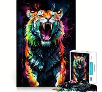 Puzzle da 1000 pezzi con tigre acquerellata al neon per adulti e ragazzi, gioco di logica, divertente da assemblare, taglio preciso, (50x75cm)