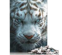 Puzzle da 1000 pezzi con tigre bianca in primo piano per adulti, per adolescenti dai 12 anni in su, regali per la vigilia di Natale, 1000 pezzi (38x26 cm)