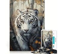 Puzzle da 1000 pezzi con tigre bianca nella foresta,ideale per ragazzi,gioco stimolante per la mente,montaggio sicuro e stabile,attività divertente per tutta la famiglia (38x52cm)