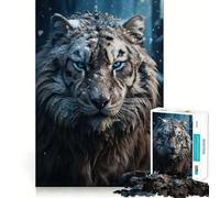 Puzzle da 1000 pezzi con tigre bianca nella neve,gioco di concentrazione mentale,taglio di precisione,bordi lisci,gioco significativo per costruire connessioni (38x52cm)