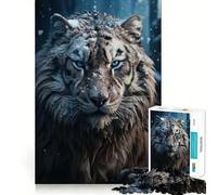 Puzzle da 1000 pezzi con tigre bianca nella neve per adulti,gioco di memoria e allenamento per la mente,taglio laser per un incastro perfetto, alleviare lo stress (50x75cm)