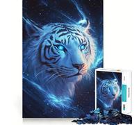 Puzzle da 1000 pezzi con tigre blu e stelle,pezzi a incastro preciso,giocattolo creativo e divertente,momento di relax,regalo di compleanno 38x26cm