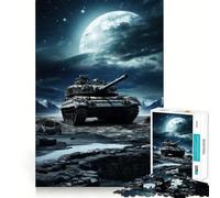 Puzzle da 1000 pezzi con tigre, carro armato e luna per adulti e ragazzi, gioco di logica, rilassante, taglio preciso, regalo di Natale 38x52cm