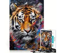 Puzzle da 1000 pezzi con tigre che cammina nella vernice, ideale per ragazzi, gioco di logica, antistress, bordi trasparenti, idea regalo classica 50x75cm