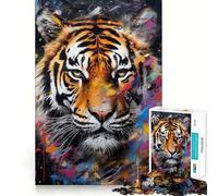 Puzzle da 1000 pezzi con tigre che cammina nella vernice, ideale per ragazzi, un gioco di logica e rompicapo da assemblare, divertente e con taglio di precisione, un regalo elegante 38x26cm