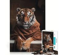 Puzzle da 1000 pezzi con tigre che fa la doccia, ideale per ragazzi, perfetto per il tempo libero Taglio preciso, regalo stagionale 38x26cm