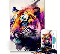 Puzzle da 1000 pezzi con tigre colorata, ideale per adulti, un rompicapo per la mente, un momento di relax, un regalo memorabile e dal taglio perfetto 50x75cm