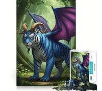 Puzzle da 1000 pezzi con tigre, corna e ali, per adulti e ragazzi, gioco di logica, per il tempo libero, con bordi precisi, decorazione da parete 38x52cm