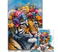 Puzzle da 1000 pezzi con tigre dipinta, puzzle da 1000 pezzi per adolescenti, giocattoli educativi per l'apprendimento, decorazioni per la casa e regali unici, 26x38cm