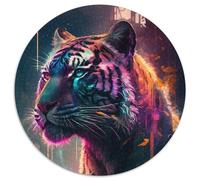 Puzzle da 1000 pezzi con tigre dipinta, puzzle rotondo da 1000 pezzi, gioco per adulti, gioco interattivo per famiglie, sfida per la mente (dimensioni 67,5x67,5 cm)