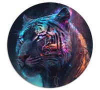 Puzzle da 1000 pezzi con tigre dipinta, puzzle rotondo da 1000 pezzi, sfida per la mente, regalo perfetto per adolescenti e arredamento per la casa, 67,5x67,5 cm.